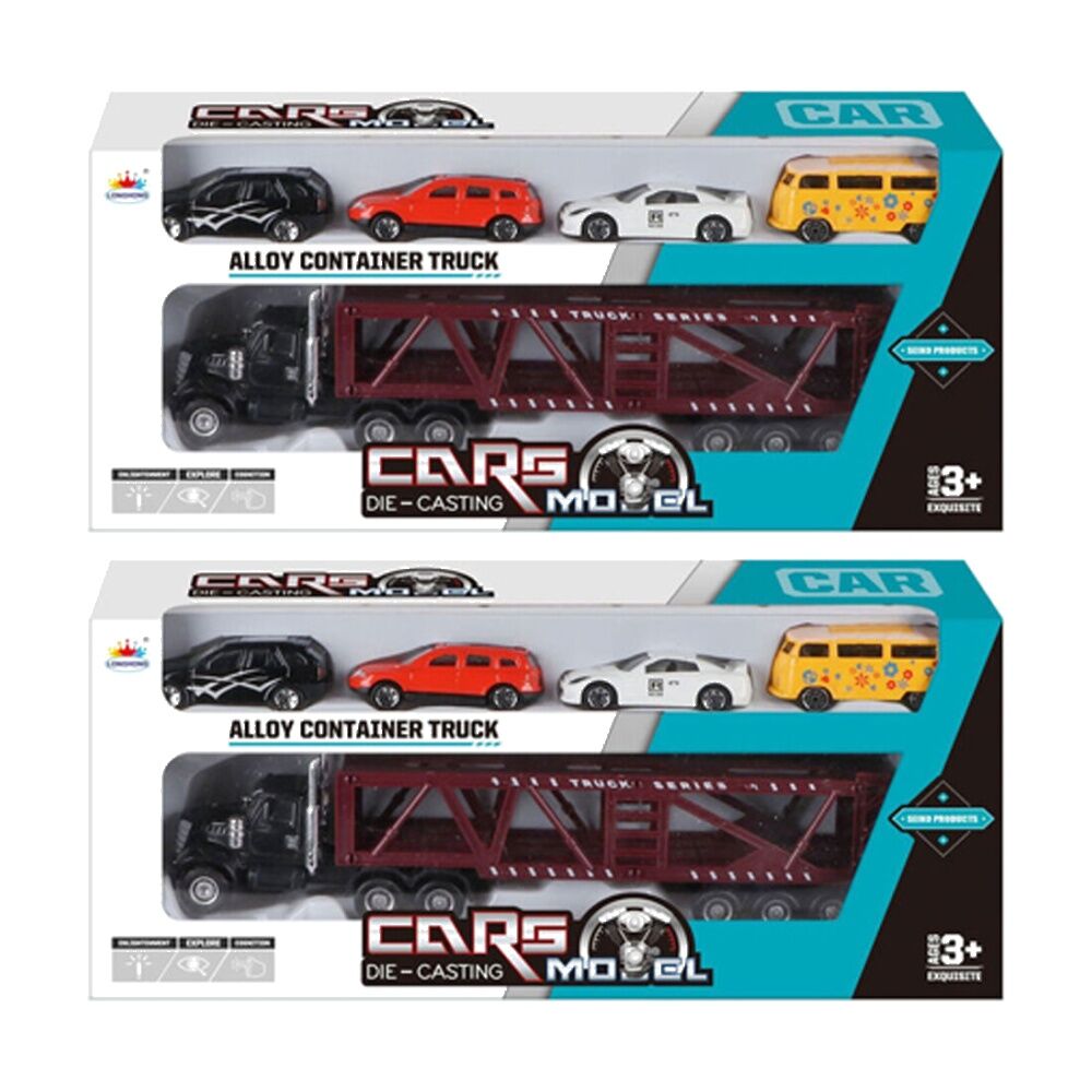Abt 5pc ABT Kids Diecast Car Container Set w/ Four Cars Assorted (2 Pack)