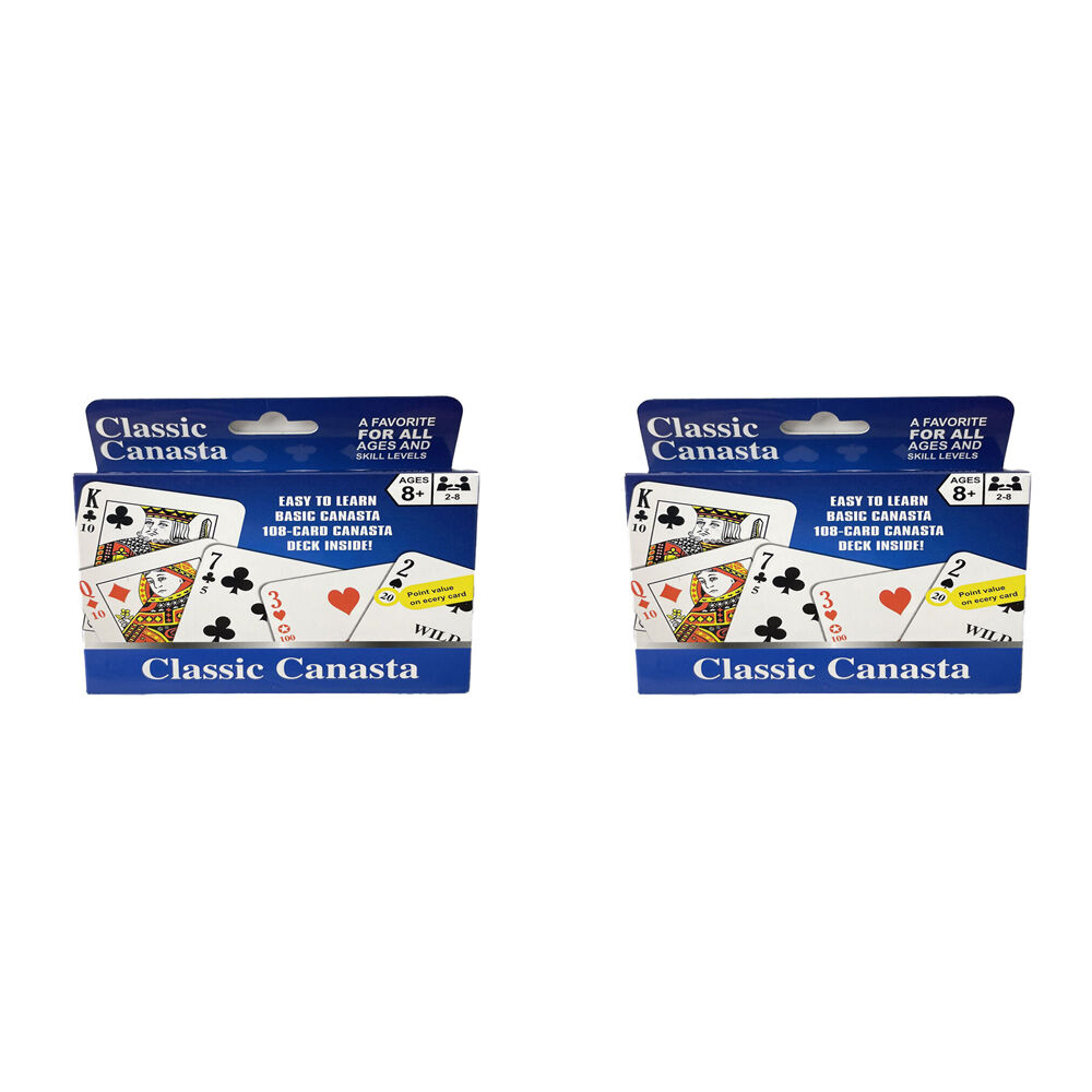 Wahu Classic Canasta Playing Card Game w/ Value Points Poker Play Kids/Family 8y+ (2 Pack)
