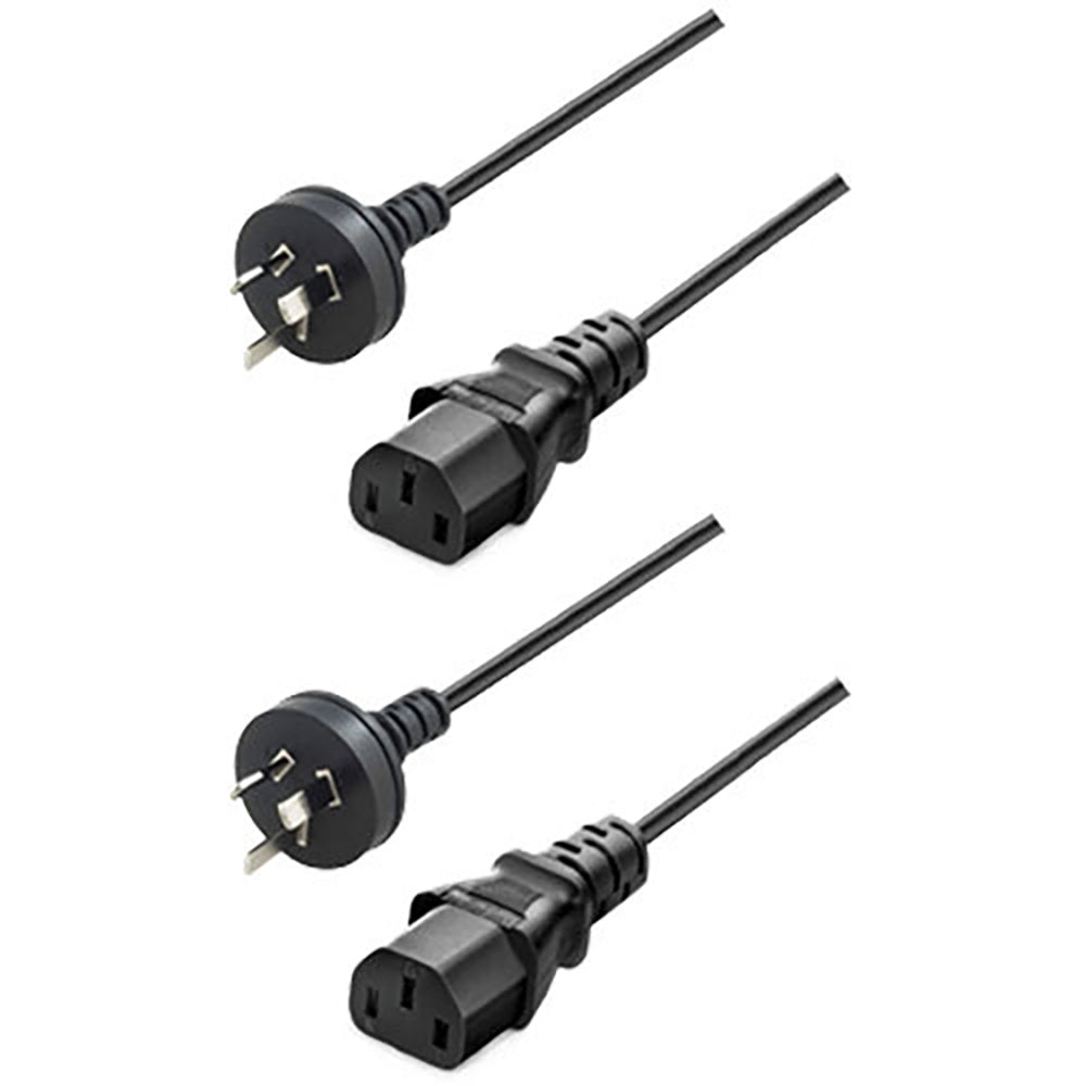 Sansai 1.5m Appliance Power Lead Cable AU/NZ Plug for Computer/Printers Black (2 Pack)