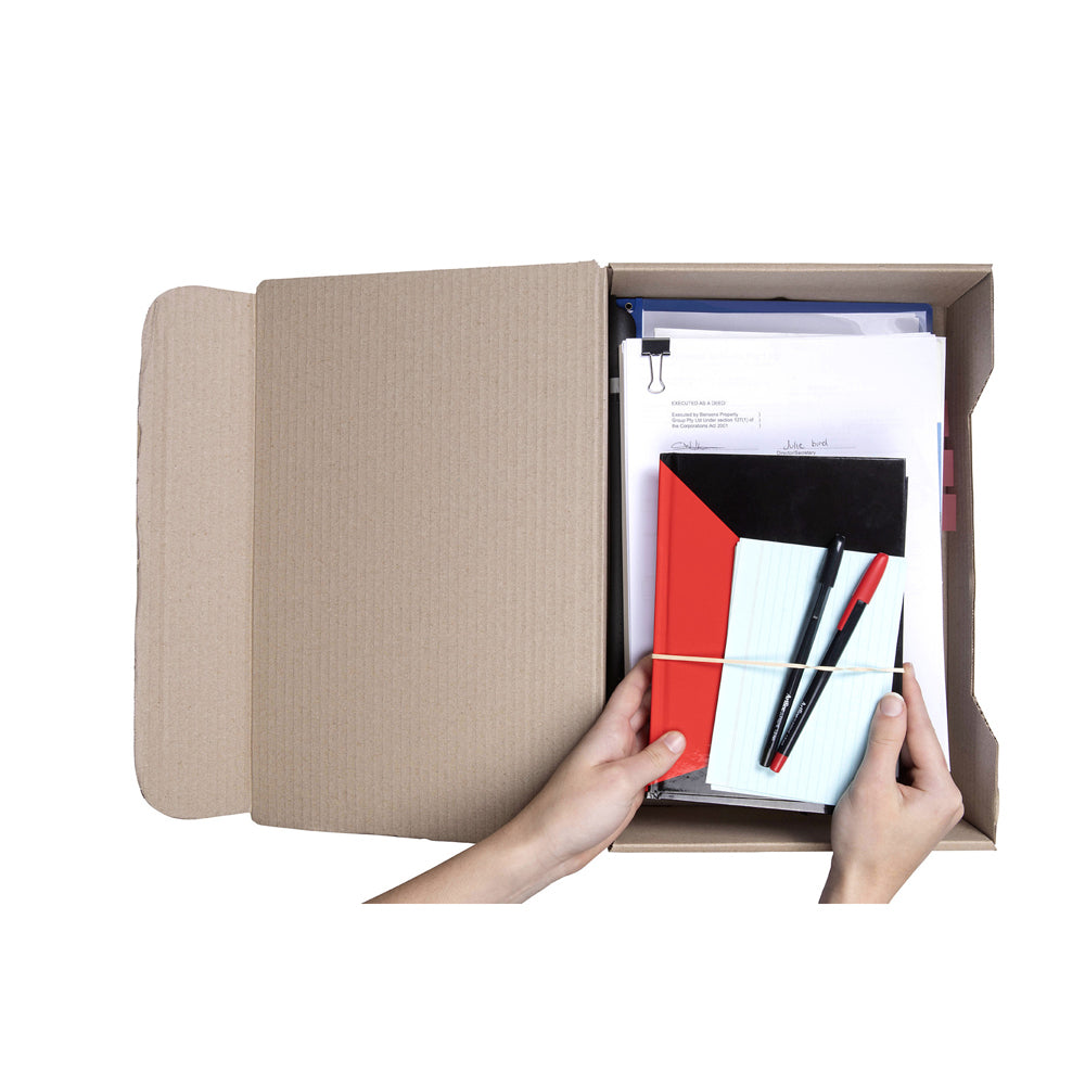 Marbig Enviro Foolscap Files/Document Transfer Box Storage Organiser Brown — image 2