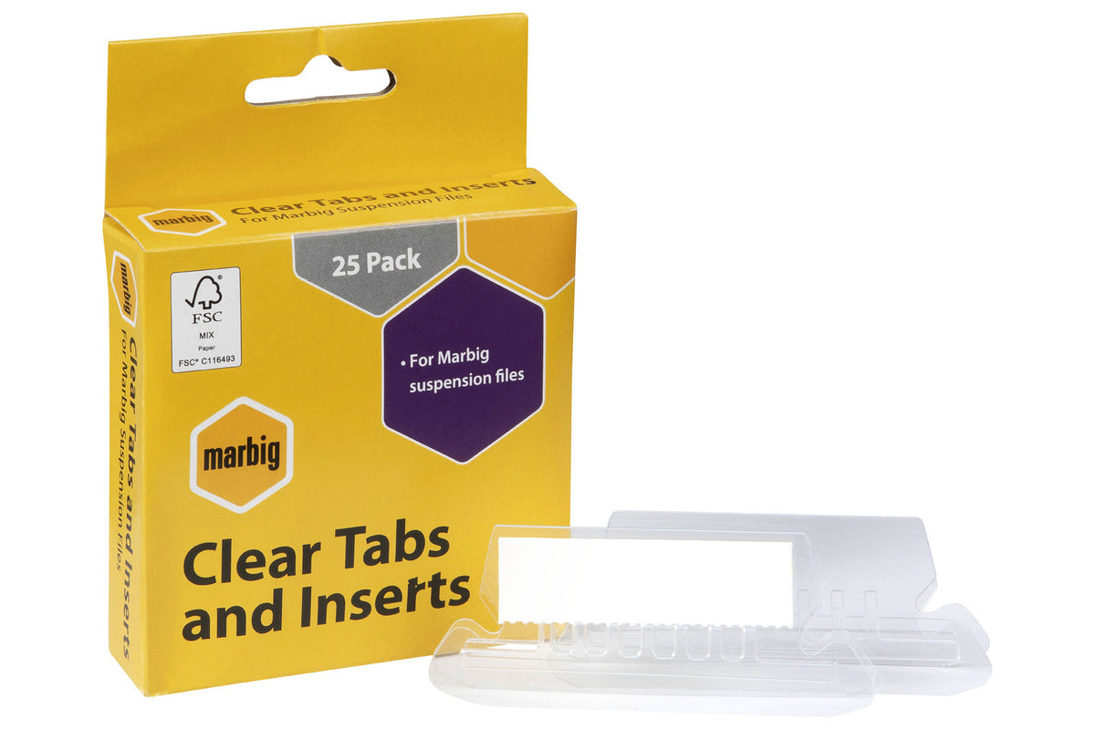 Marbig Suspension File Tabs & Inserts Filling Document Indices Set Clear (25 Pieces) — image 2