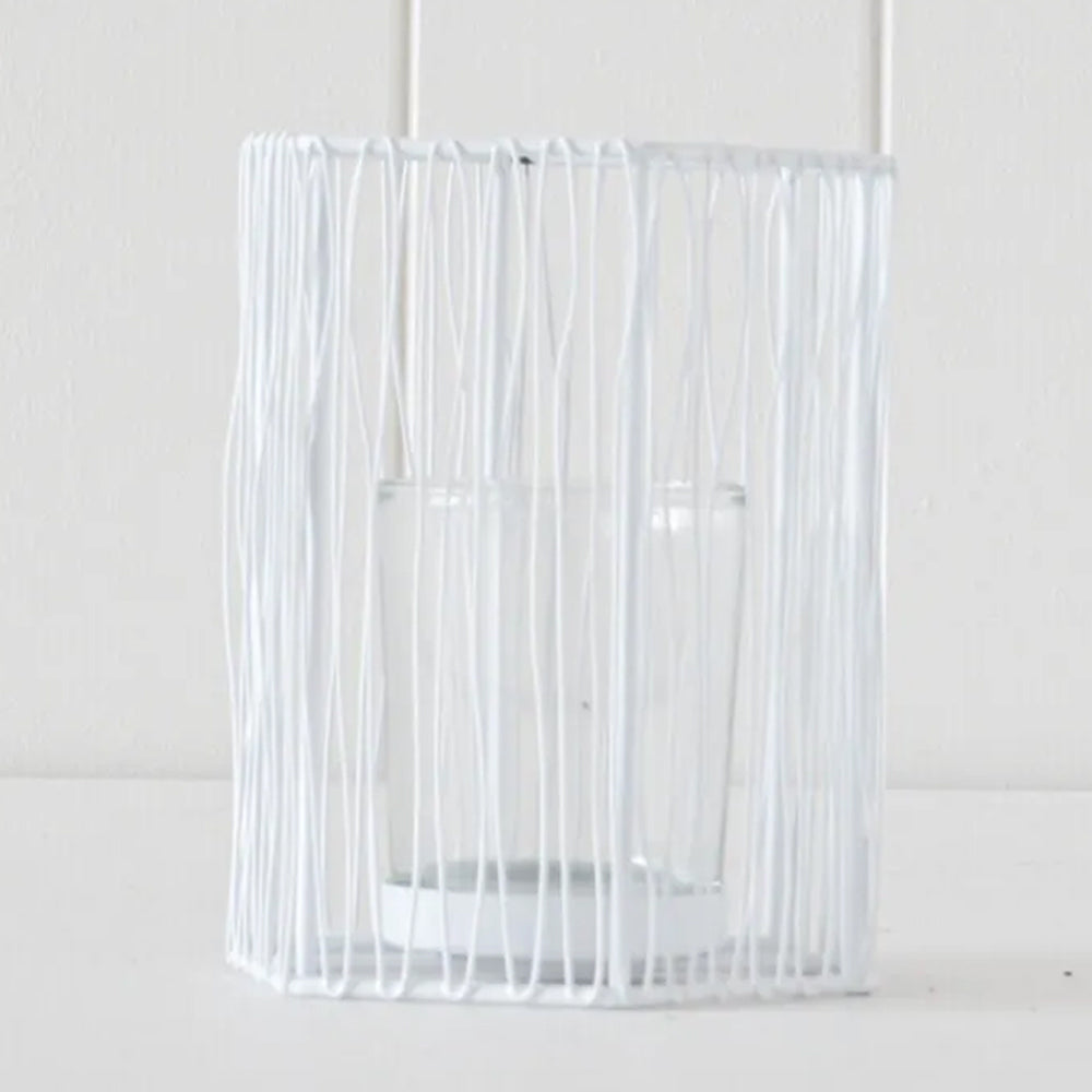 Rayell Votive Candle Holder Metal/Iron Large White 12x16x11cm Home Decor