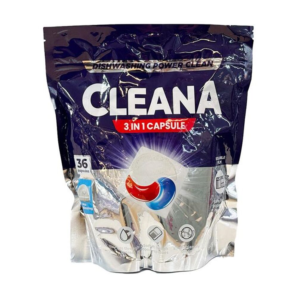 Cleana 36PK Cleana Power Clean Dishwashing Pod 3-in-1 Capsule 540g Lemon Scent (4 Pack)