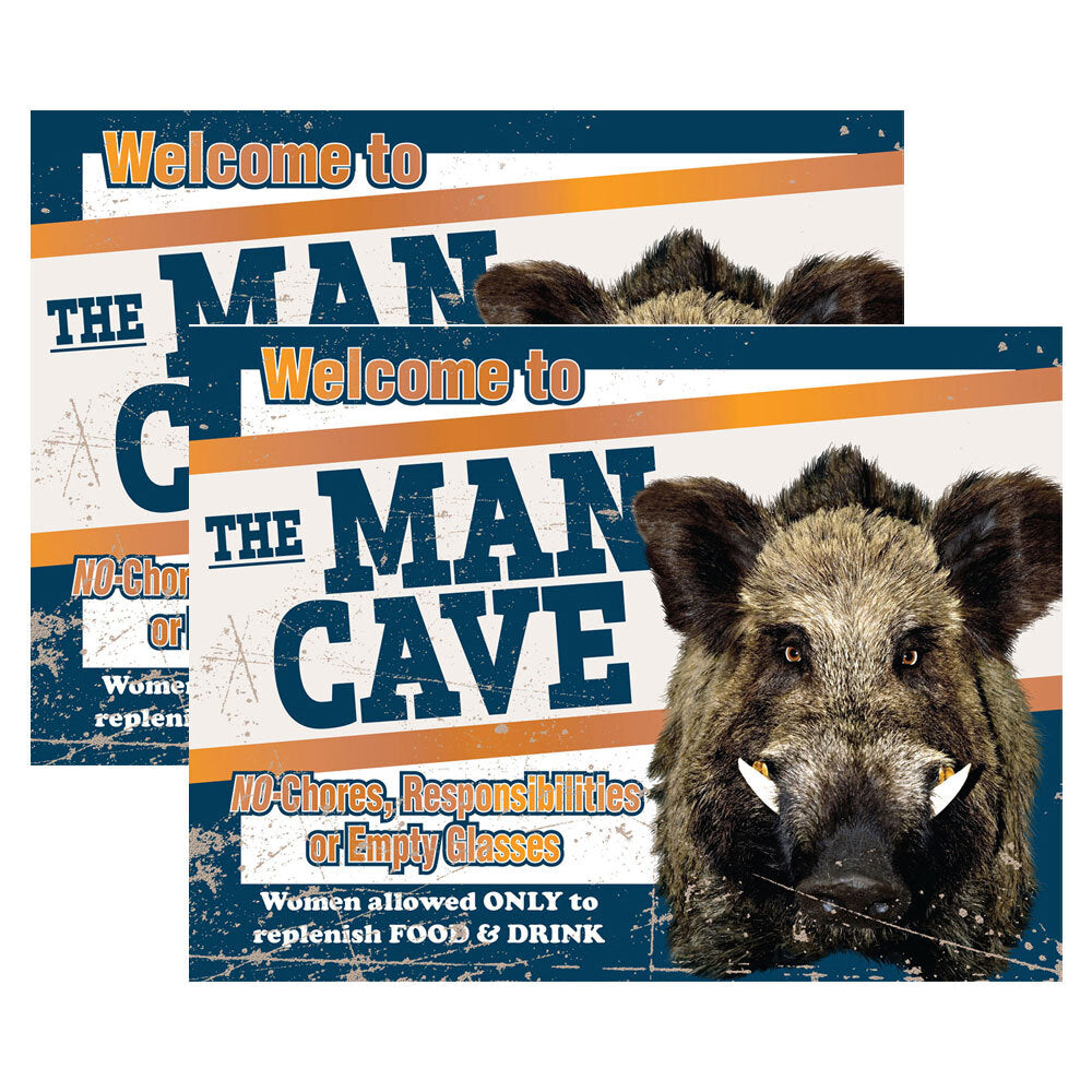 Afn Aluminium 40cm Tin Sign Welcome To The Man Cave Wall Hanging Signage (2 Pack)