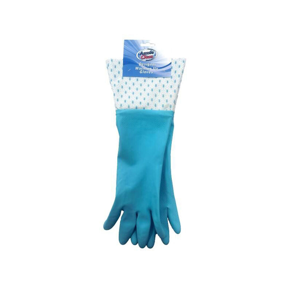Aussie Clean Designer Durable Rubber Dishwashing/Cleaning Gloves Assorted — image 3