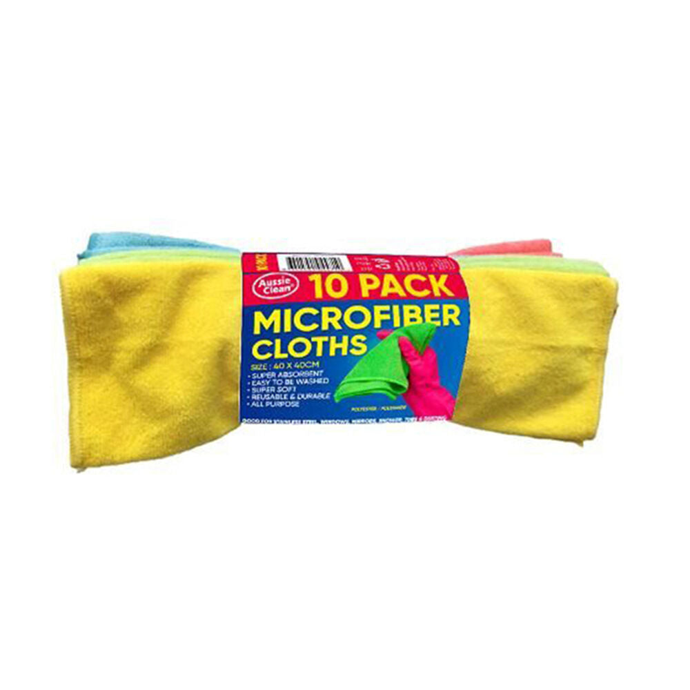 Aussie Clean All Purpose Microfiber Reusable Cleaning Cloth 40x40cm (10 Pieces)