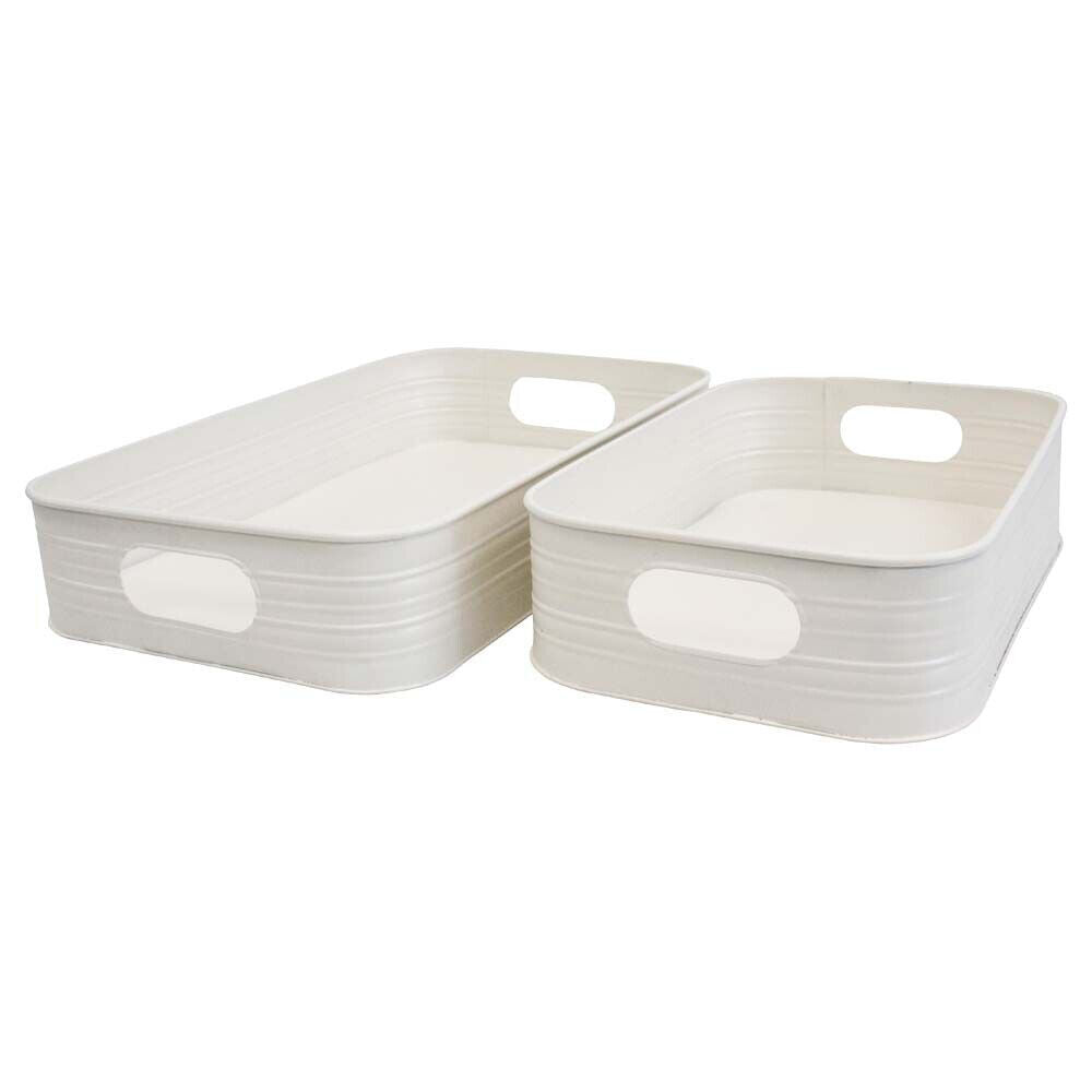 LVD Metal Decorative Serving Tray Set 39.8x24.8cm/32.5x20.8cm Ivory (2 Pieces)