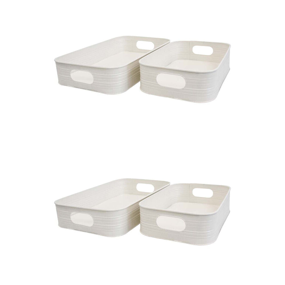 LVD 2pc LVD Metal Decorative Serving Tray Set 39.8x24.8cm/32.5x20.8cm Ivory (2 Pack)