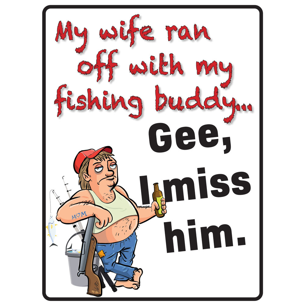 Afn Aluminium 40cm Tin Sign I Miss Him Wall Hanging Fishing Signage (2 Pack)