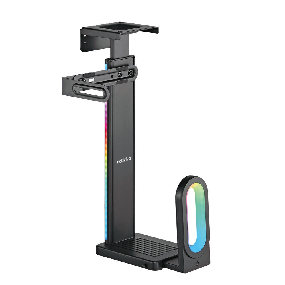 Activiva RGB Ultra-Wide Adjustable Wall & Under-Desk Gaming PC Mount Steel Black