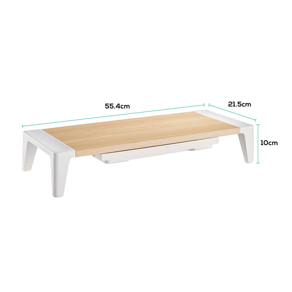 Activiva 55.4cm Single Ergonomic Monitor Stand Riser w/ Storage Drawer White Oak — image 2