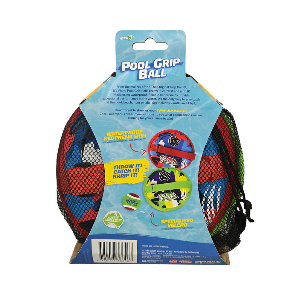 Wahu Pool Grip Ball Waterproof Neoprene Kids Swimming Toy w/2 Pads 1 6y+ (2 Pack) — image 3