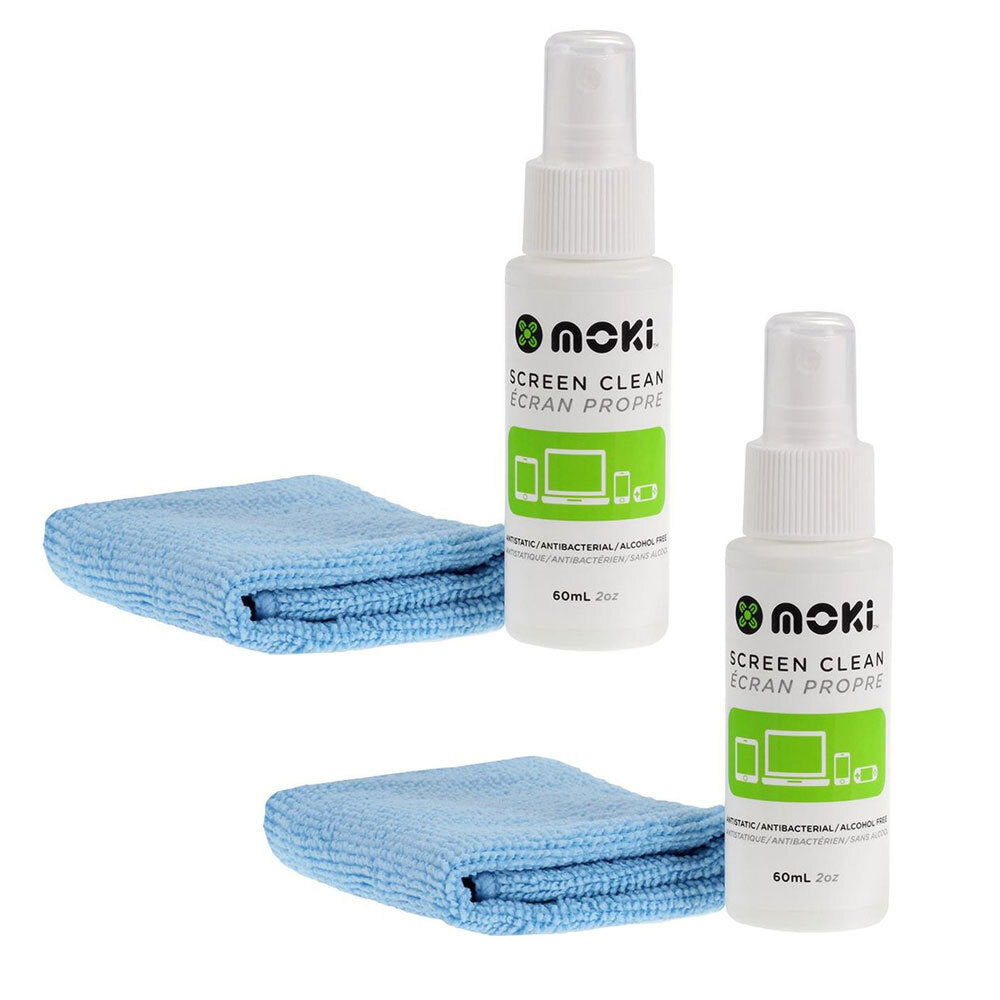 Moki Screen Cleaning Spray 60ml w/Microfibre Cloth for TV/Smartphone/Laptop (2 Pack) — image 2