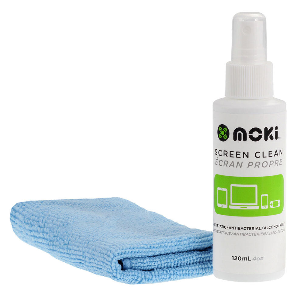 Moki Screen Cleaning Spray w/Microfibre Cloth for LCD/TV/Smartphone/Laptop — 120ml