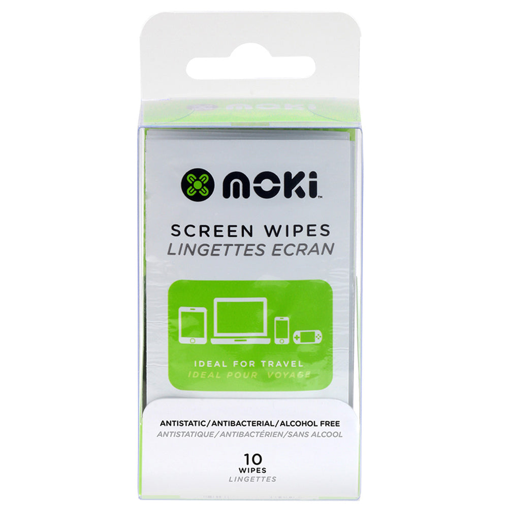 Moki Antistatic/Anti-Bacterial/Alcohol Free Laptop/Computer Screen Wipes (10 Pack)
