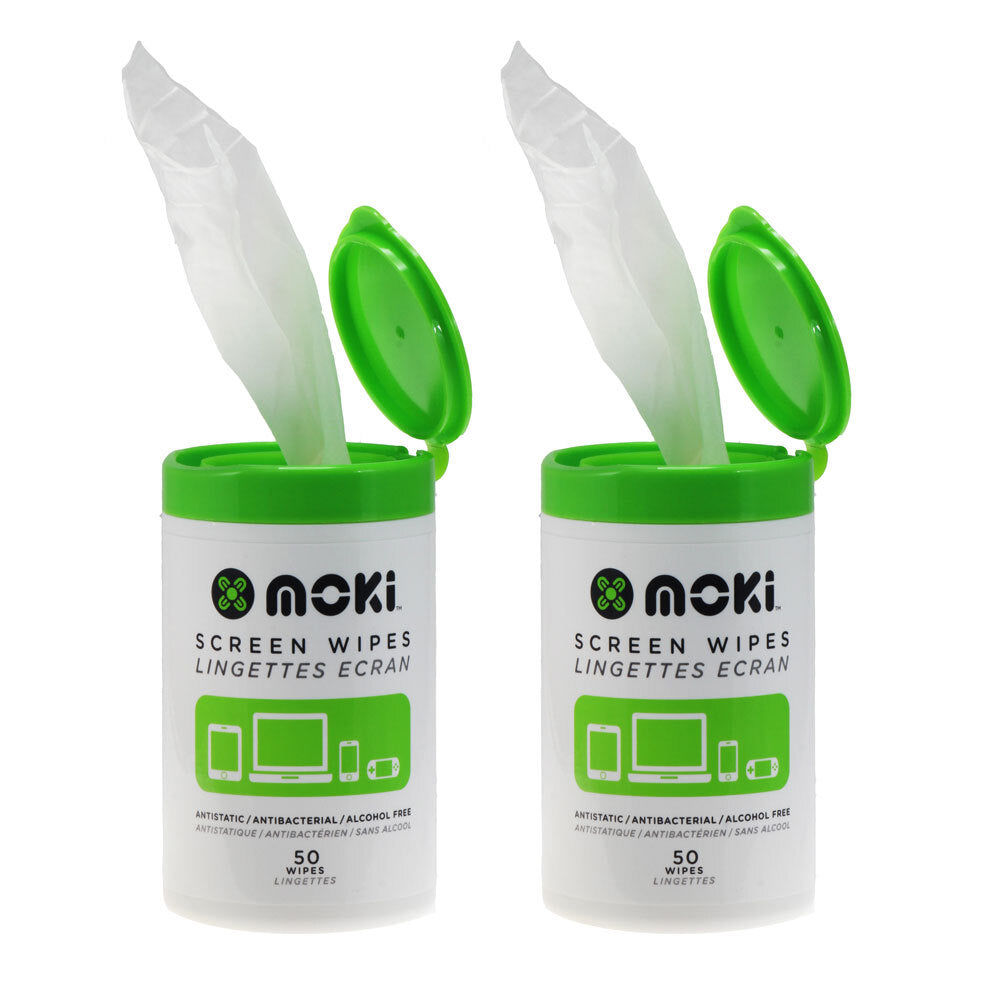 Moki 50pc Moki Screen Wet Wipes Cleaner Bottle for TV/Monitor/Tablet/Phone Lcd/led (2 Pack)