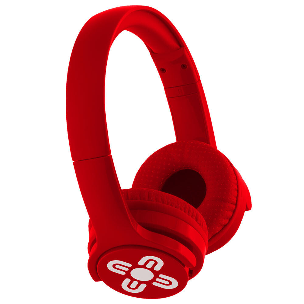 Moki Brites Wireless Bluetooth Adjustable Headphones Over-Ear Headset w/Mic — Red