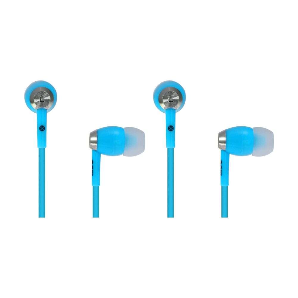 Moki Lightweight 3.5mm Wired Hyperbuds Earphones 95dB 120cm Blue (2 Pack)