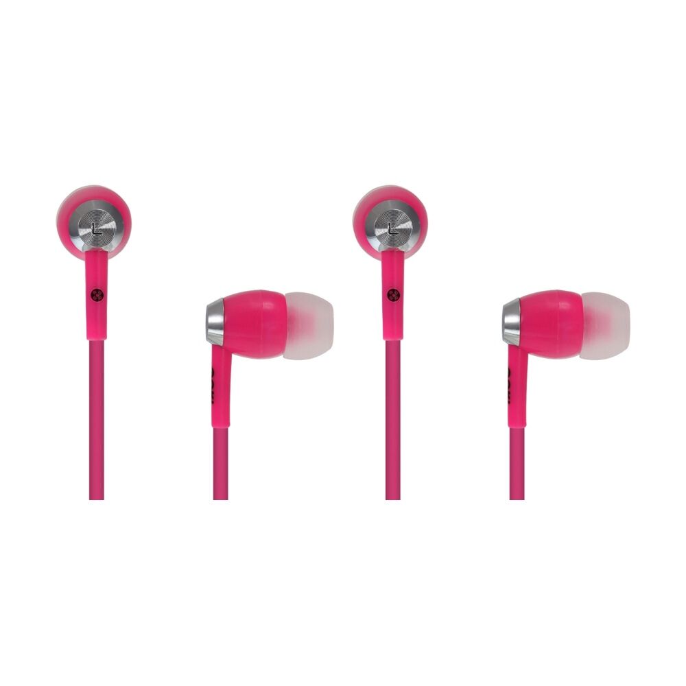 Moki Lightweight 3.5mm Wired Hyperbuds Earphones 95dB 120cm Pink (2 Pack)