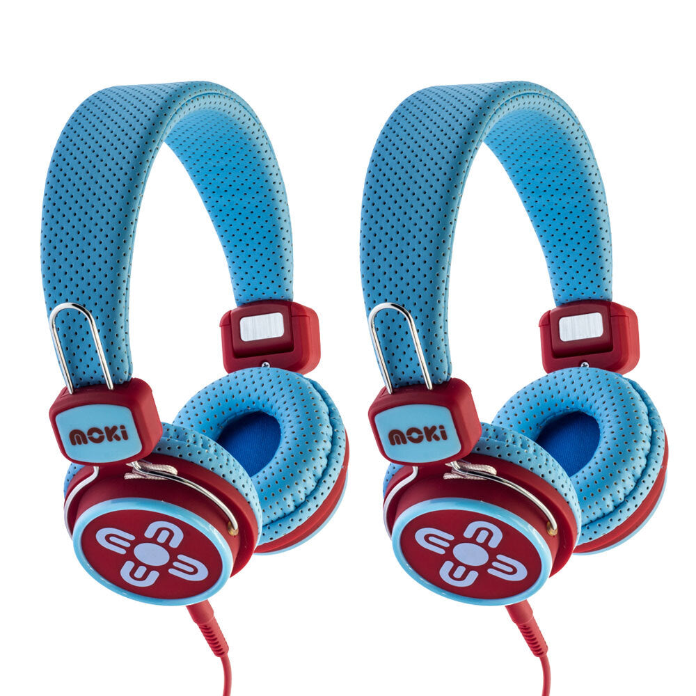 Moki Kid Safe Volume Limited Headphones 3y+ Blue & Red (2 Pack) — image 2