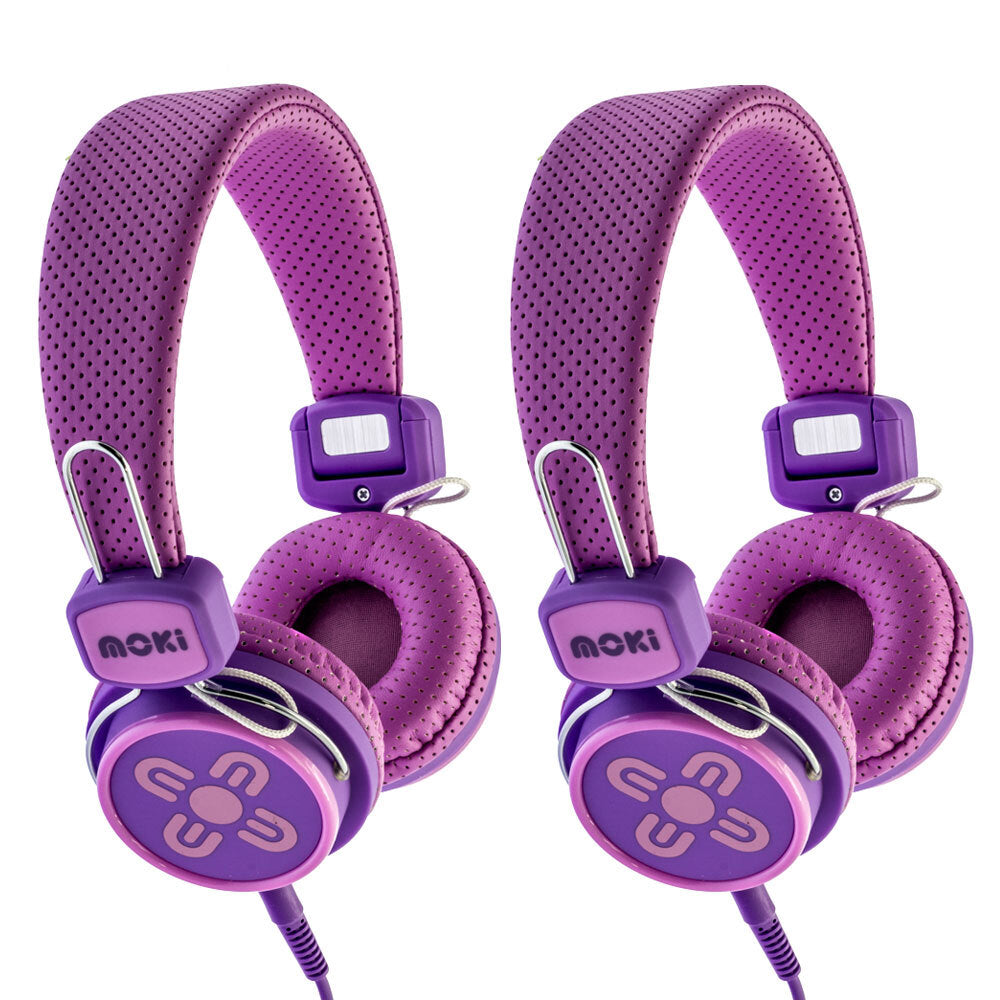 Moki Kid Safe Volume Limited Headphones 3y+ Pink & Purple (2 Pack)