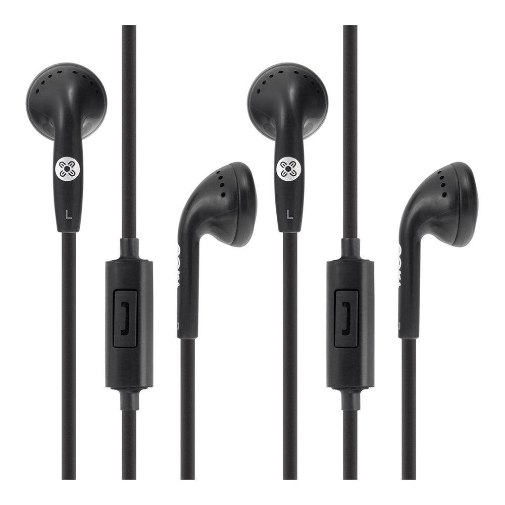 Moki Stereo In-Ear Earphones 3.5mm Jack Headset w/ In-Line Mic Black (2 Pack)