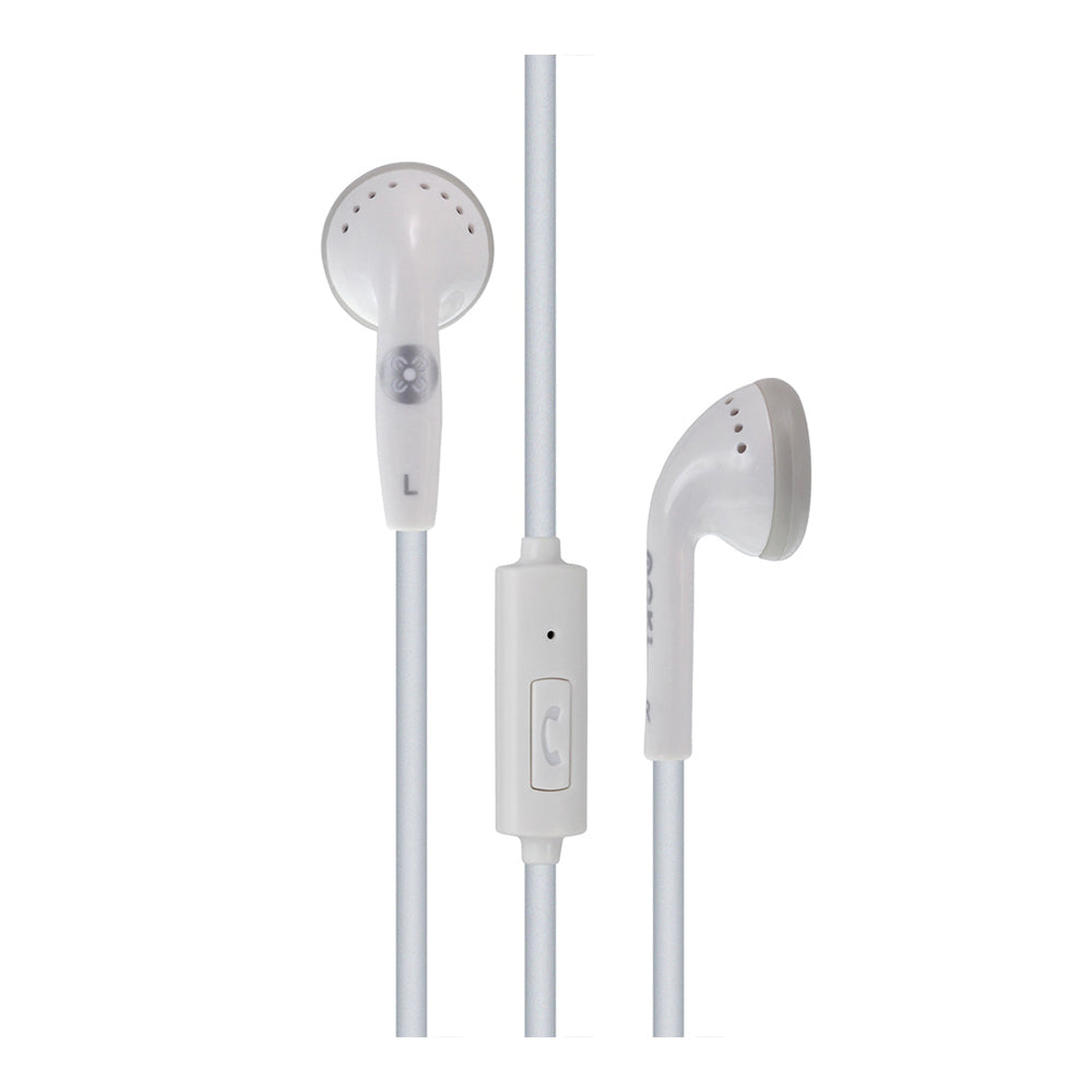 Moki Stereo In-Ear White Earphones 3.5mm Jack Headset In-Line Mic