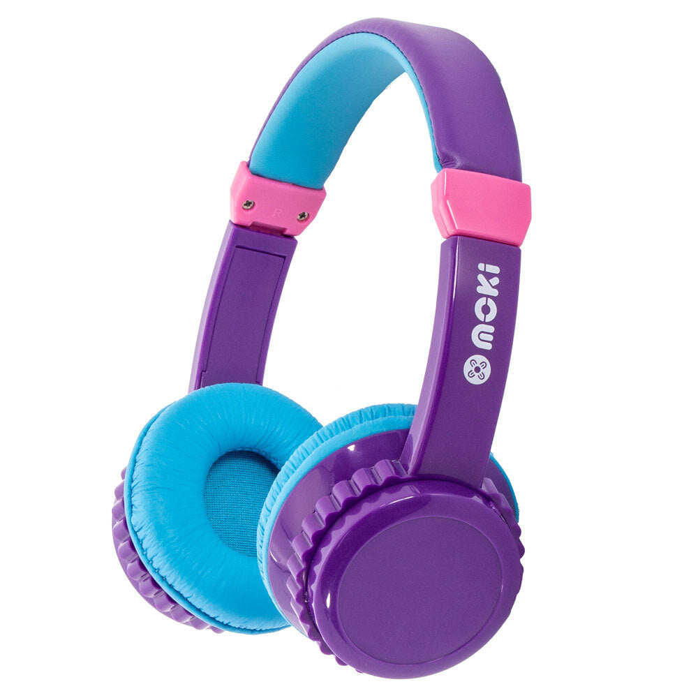 Moki Play Safe Volume Limited Wired Headphones for Kids/Children Purple/Aqua — image 2