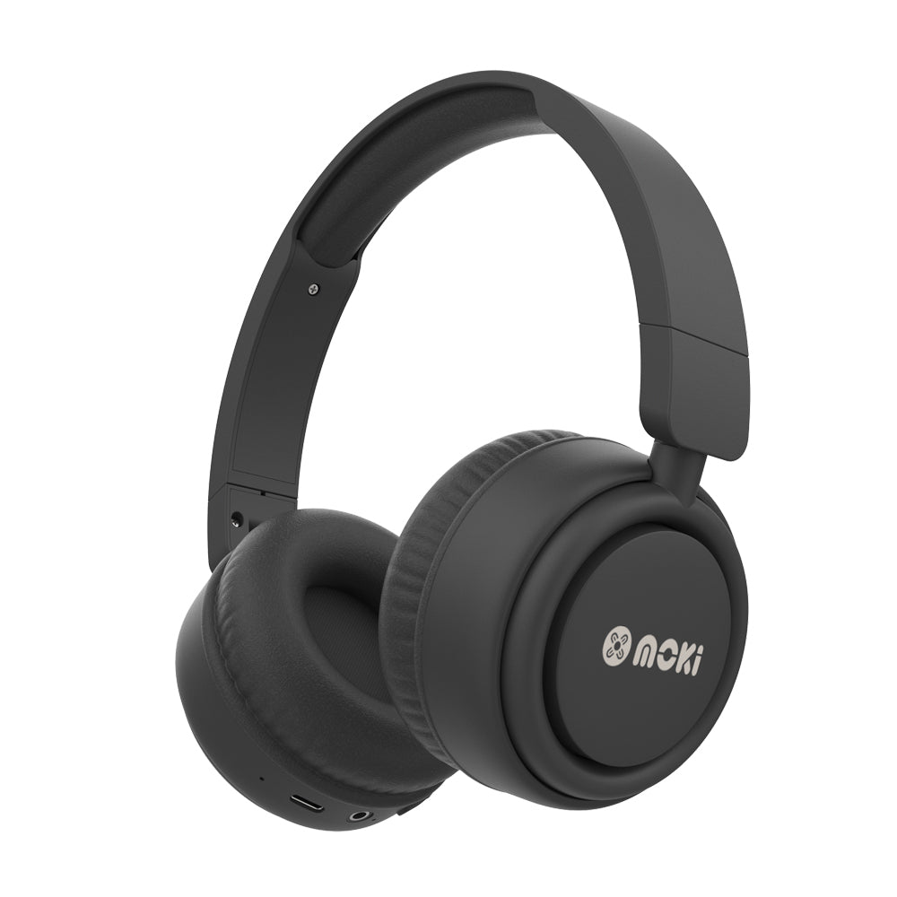 Moki Staple Wireless Bluetooth Noise Cancelling Headphones On-Ear Headset — Black