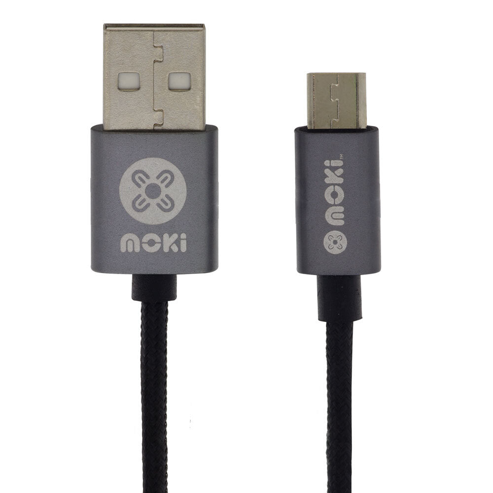 Moki 3m Braided Gun Metal Tip King Size MicroUSB to USB Sync/Charge Cable f/ PC — image 2