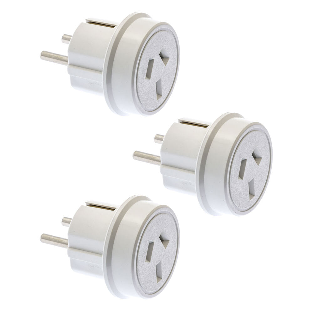 Moki Travel Adaptor Aus/nz to Europe/Bali Wall Adapter Power Plug Outlet WHT (3 Pack)