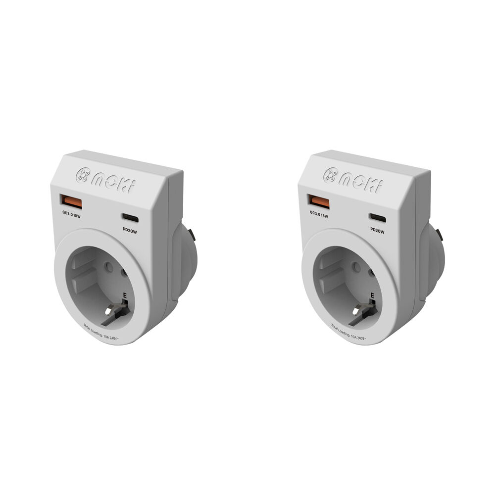 Moki Travel Adaptor Plus Inbound EU to AU/NZ w/ PD20W Type-C & QC 3.0 USB-A (3 Pack)