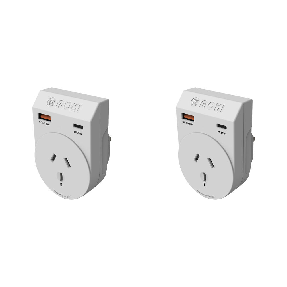 Moki 2PK Travel Adaptor Plus Outbound AU NZ to UK Type C USB a