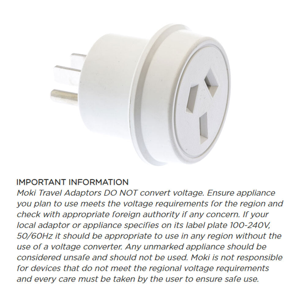 Moki Travel Adaptor Aus/nz to USA Power Plug Adapter Charger Socket Outlet White — image 2