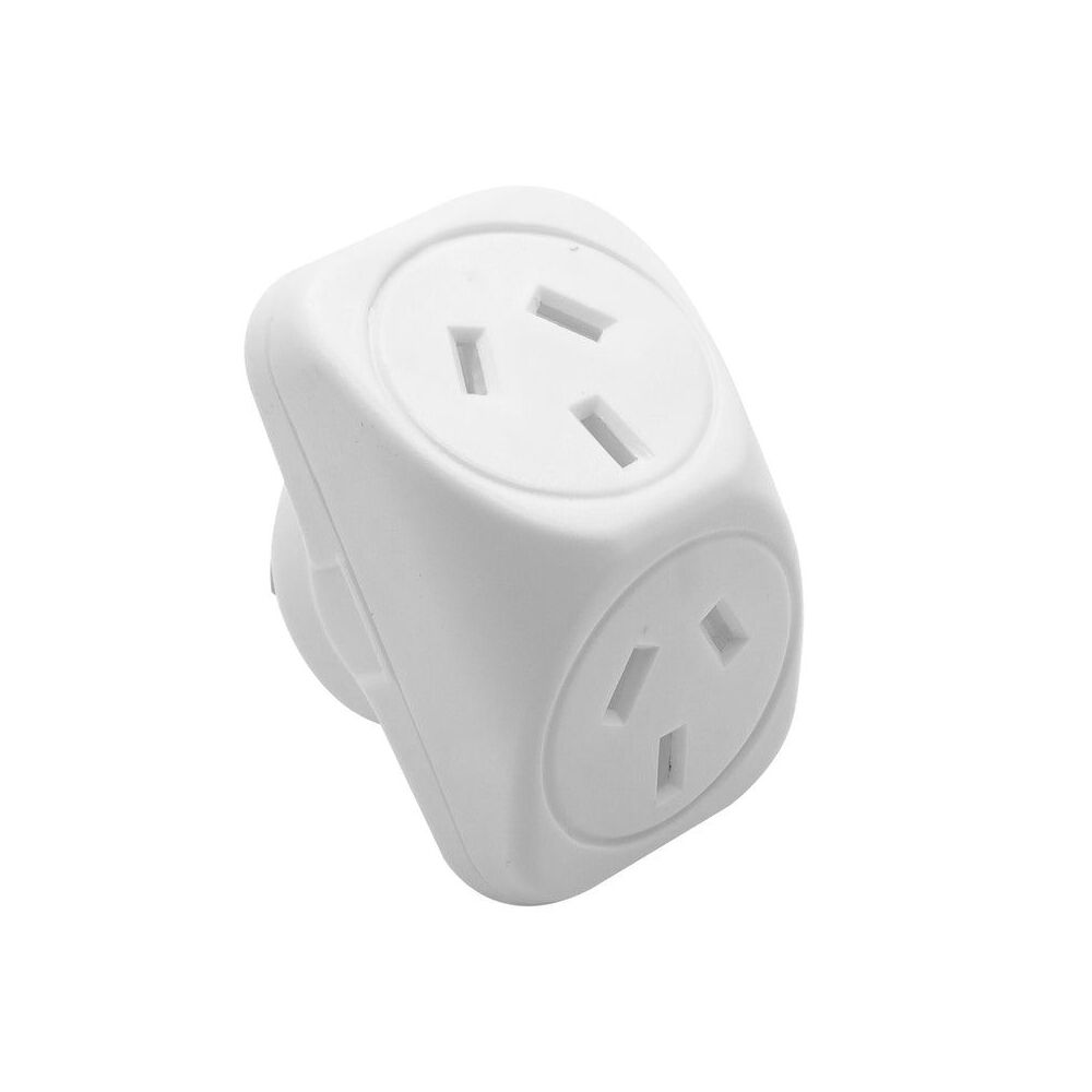 Moki Angled Double Power Home/Office Travel Adaptor Dual Socket Plug White (6 Pack) — image 2
