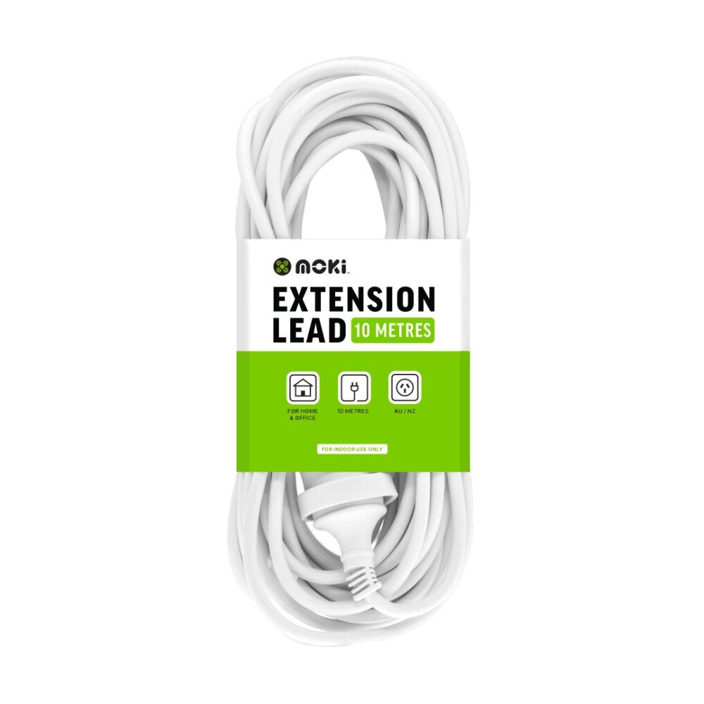 Moki 10m AU/NZ Long Extension Power Lead Cord for Indoor Home/Office