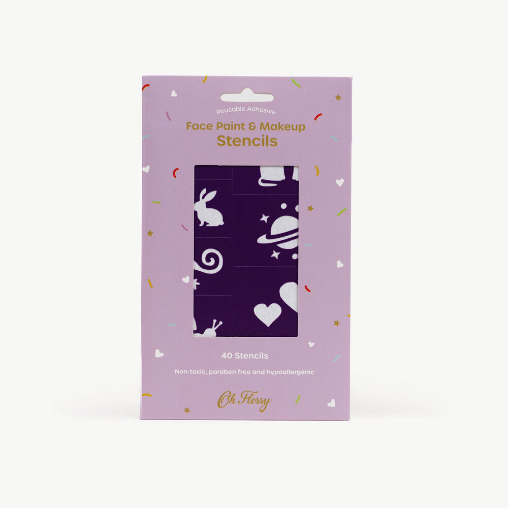 OH Flossy Reusable Adhesive Face Paint & Makeup Stencils 10cm - Purple 3y+ (40 Pieces) — image 3