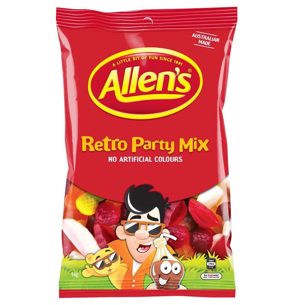 Allen's 1kg Retro Party Mix Teeth/Milk Bottles/Chewy Fruit Jelly Snack Bag (2 Pack) — image 2