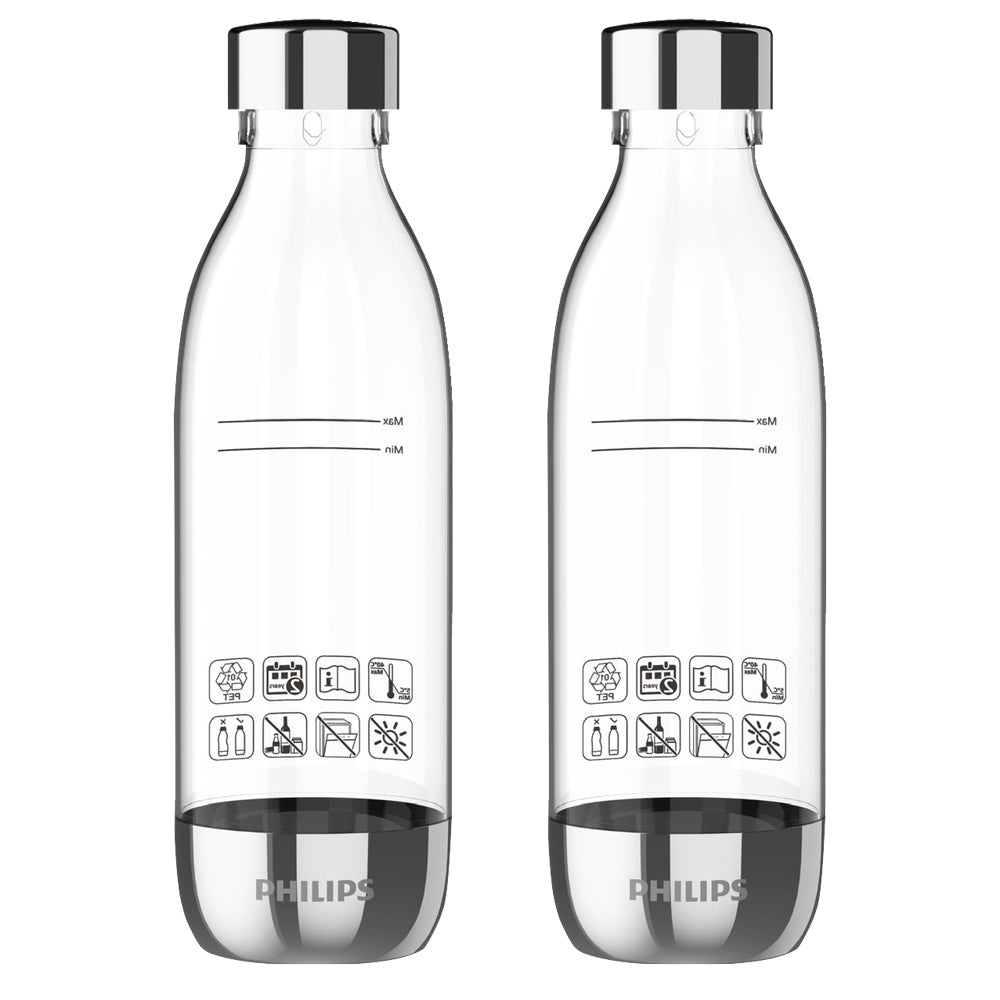 Philips Carbonating 0.5L Twin Reusable Drinking Sparkling Water Bottles (2 Pieces)