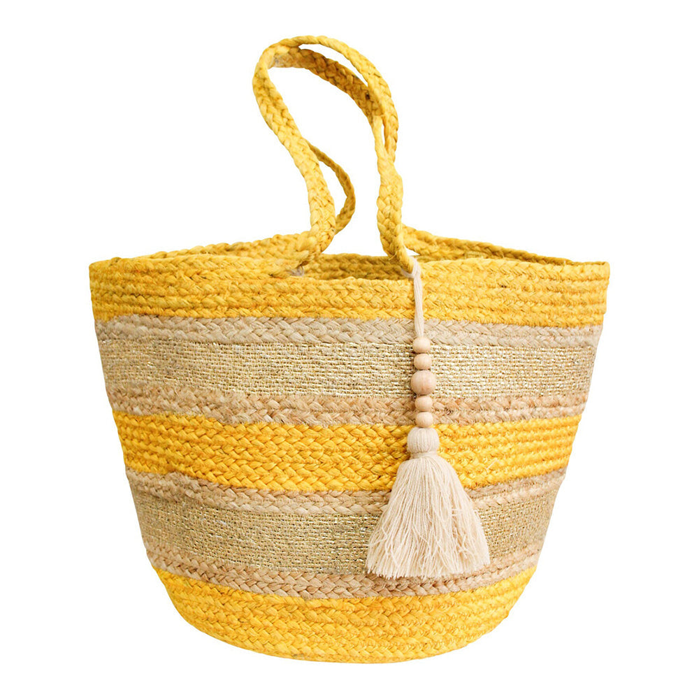 LVD Vita 50cm Jute Shopper Bag Ladies/Women's Boho Handbag w/ Handle Yellow/Beige