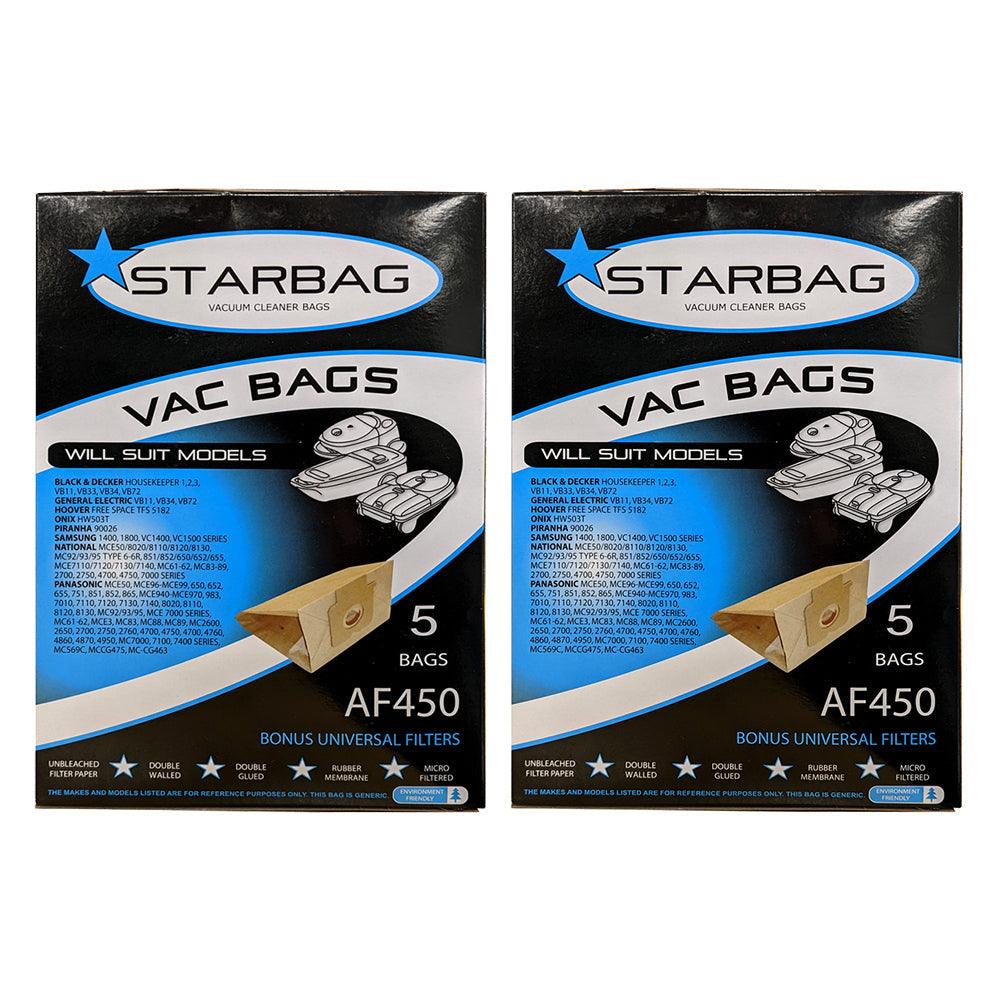 Starbag Starbags Vacuum Cleaner Bag Storage f/Panasonic/Samsung/Black & Decker AF450 (2 Pack)