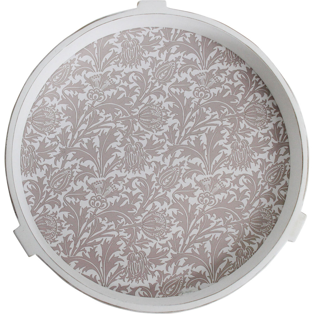 LVD Artichoke Wood 34cm Tray Home/Kitchen Decorative Organiser Round Storage White — image 2