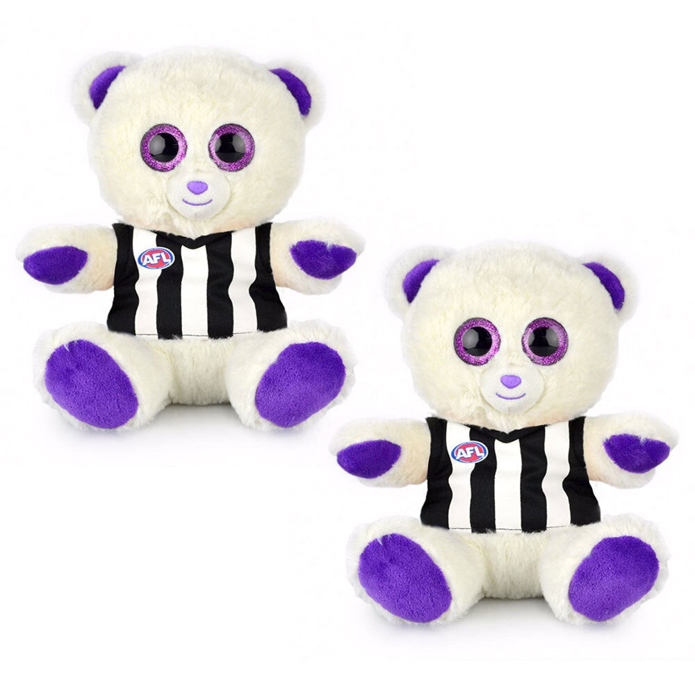 Korimco AFL Kids 22cm Children Collingwood Sparkle Stuffed Teddy Bear PPL (2 Pack)