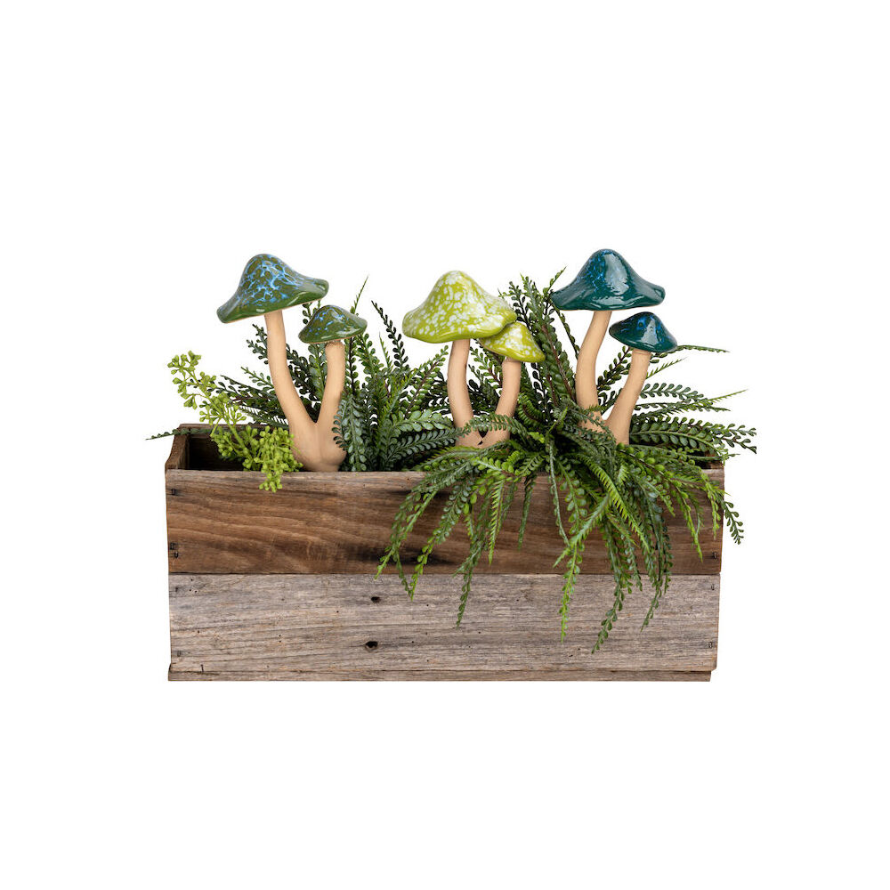 A.Fresco Ceramic Double Mushroom Green Figure Ornament Decor 12x29cm Assorted — image 2
