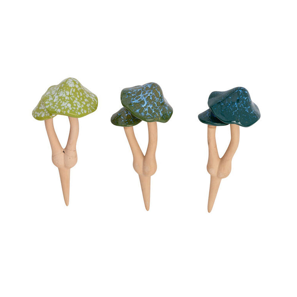 A.Fresco Ceramic Double Mushroom Green Figure Ornament Decor 12x29cm Assorted — image 3