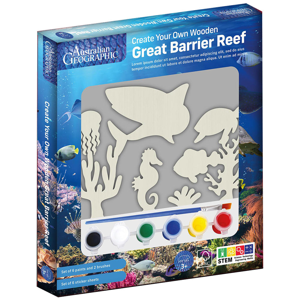 Australian Geographic Kids Toy Create Your Own Wooden Great Barrier Reef 3+