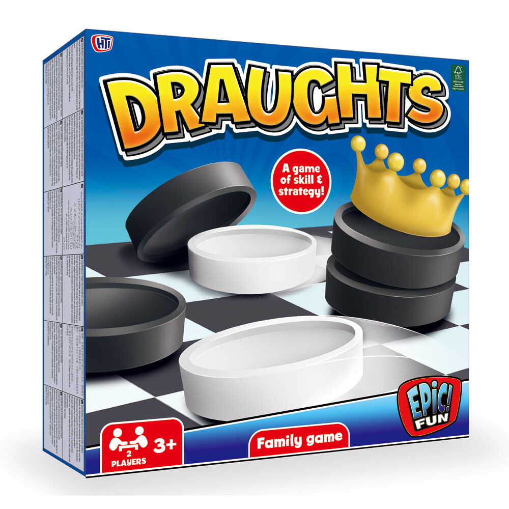 Hti Draughts Classic Strategy Board Game Educational Toy Play Kids 3y+