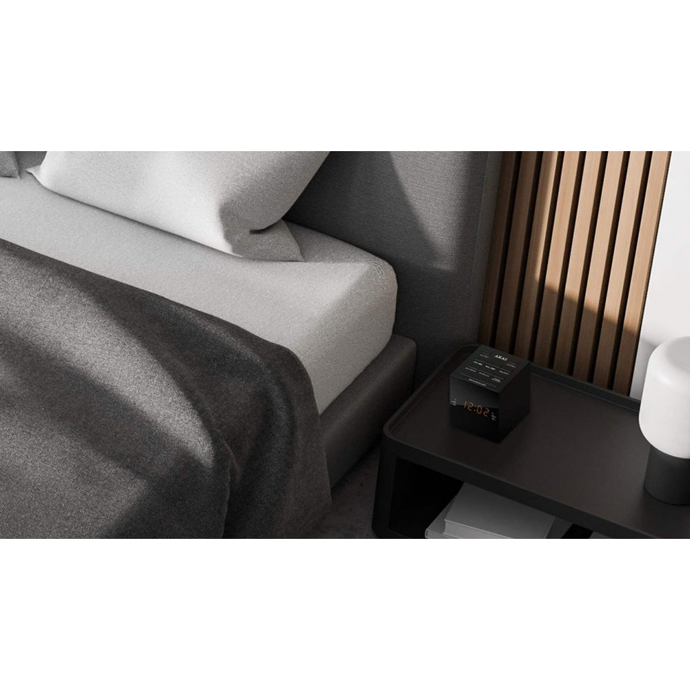 Akai Cube Alarm Clock Radio AM/FM LED Dimmer Speakers USB Charging Port Black — image 3