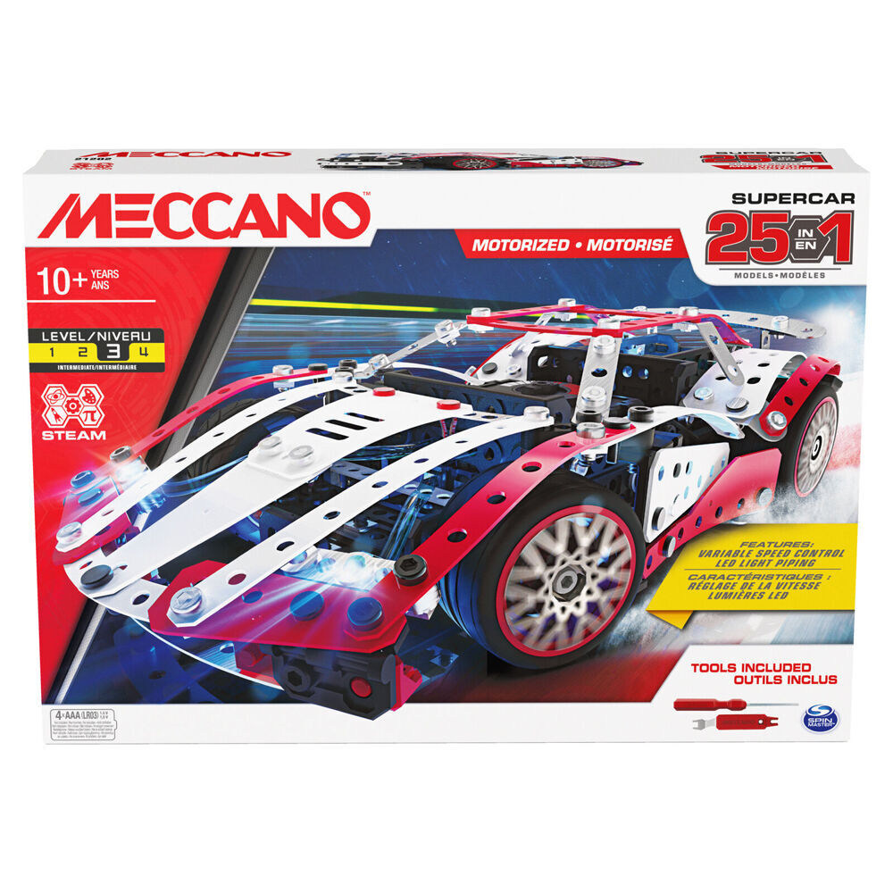 Meccano 25-in-1 Multi Model Supercar Building Set 10Y+ (347 Pieces)