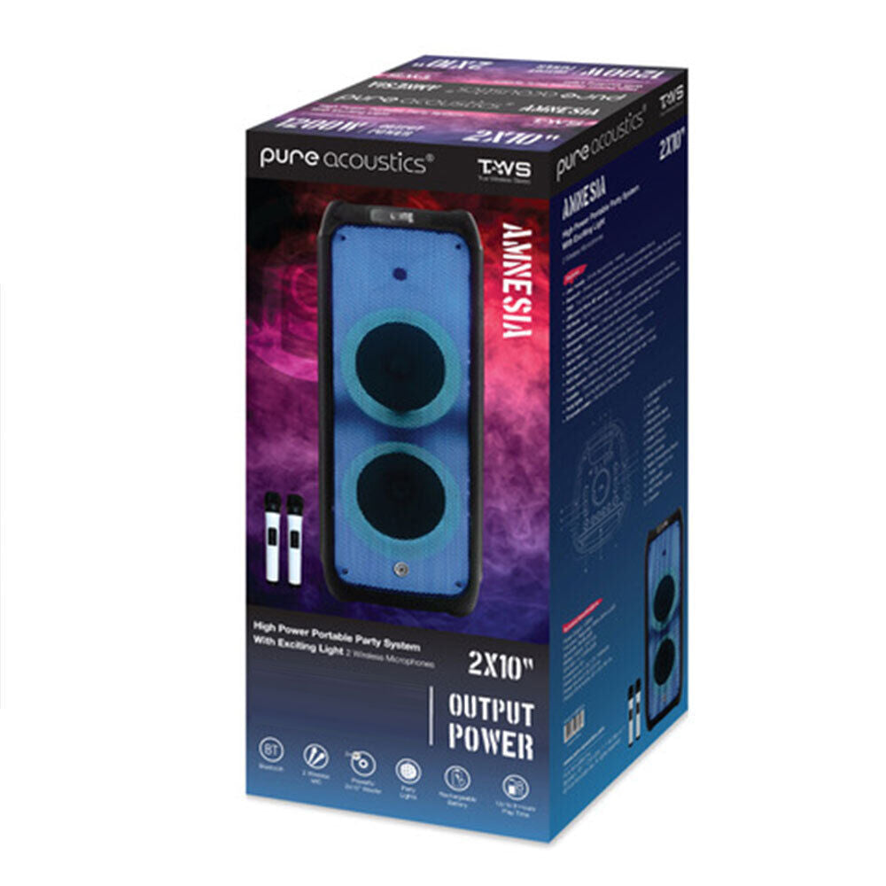 Pure Acoustics Amnesia PA 600W Party Bluetooth Speaker/FM Radio/2 Wireless Mic — image 2